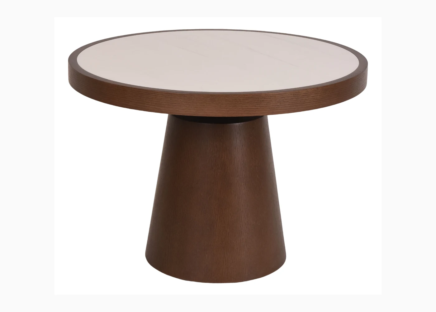 Custom round dining table with wood pedestal base
