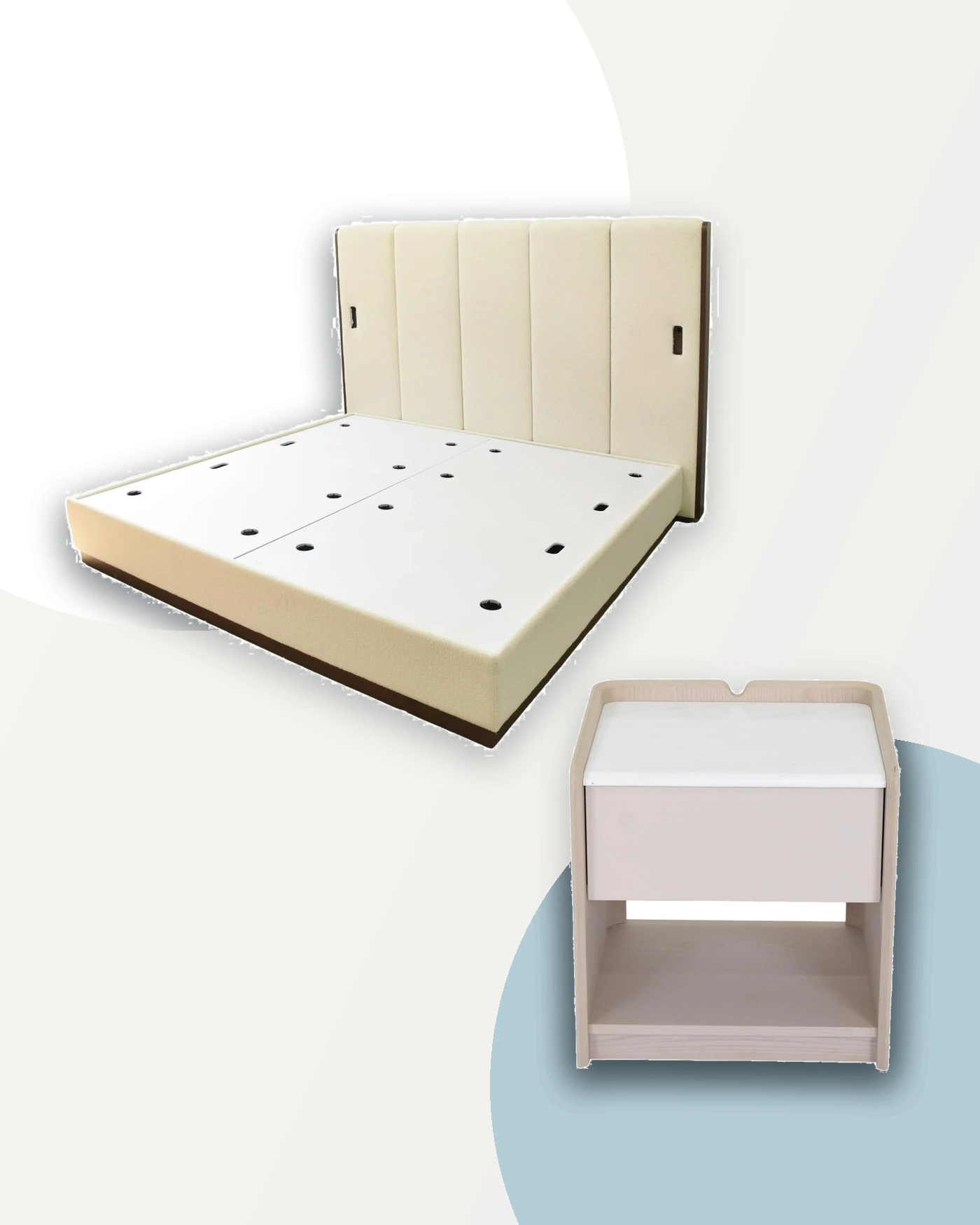 Guestroom bed and nightstand furniture scope