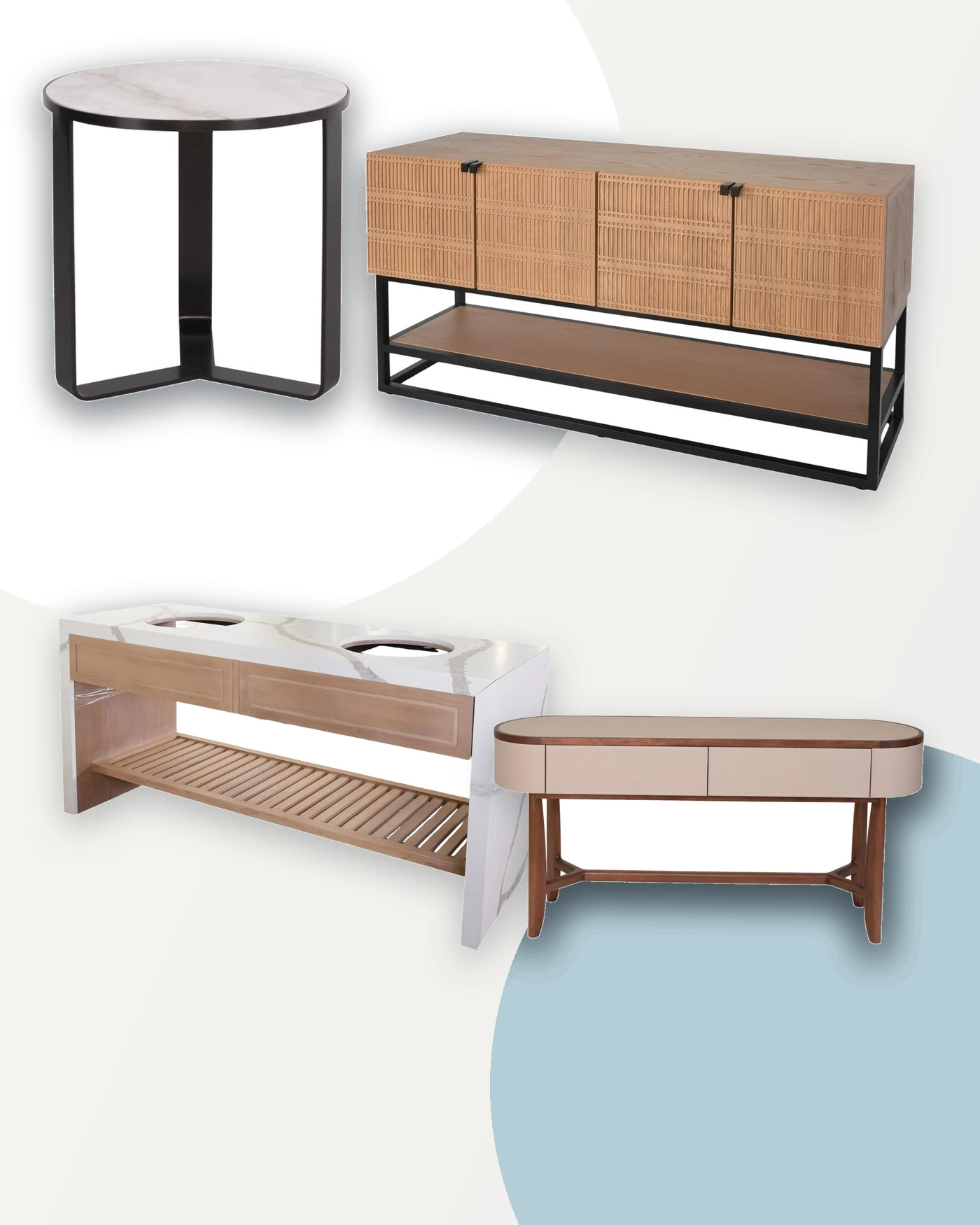 Integrated casegoods, vanity and console furniture scope