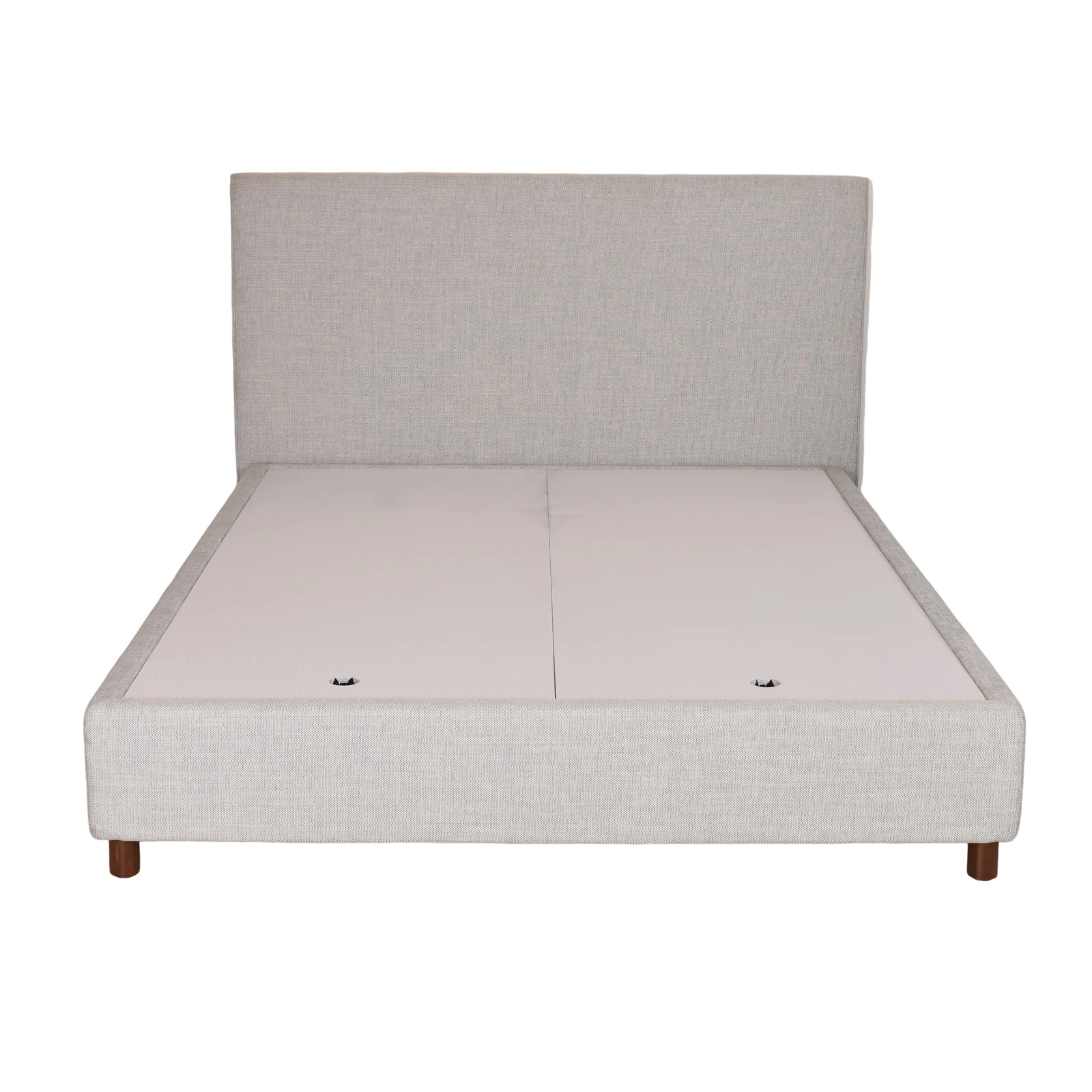 Neutral upholstered bed with a headboard close to the bed width