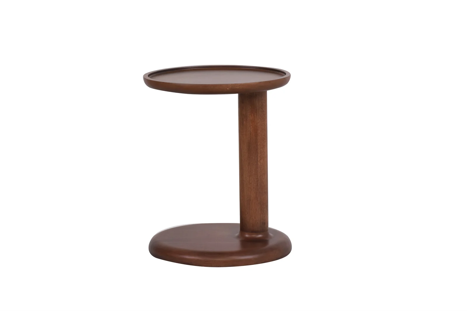 Small round pedestal table shown against a plain studio background