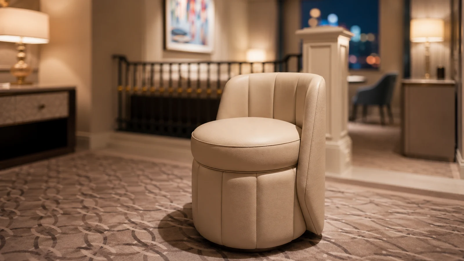Upholstered chair showing seams and panel divisions