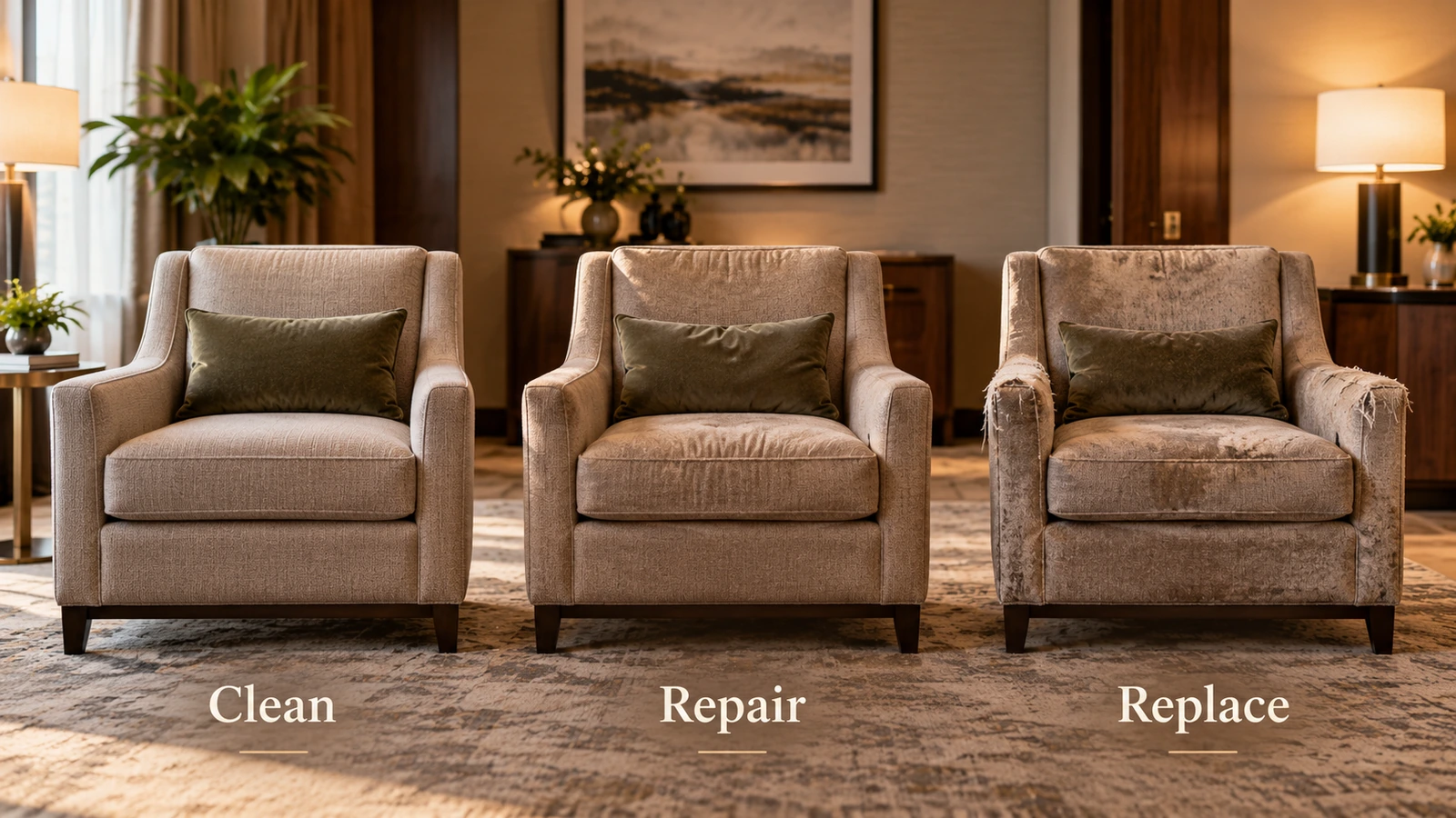 Clean repair replace hotel chair