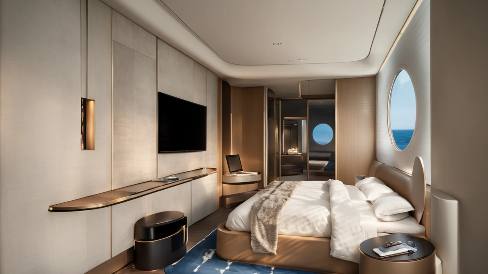 Cruise cabin sleeping area furniture