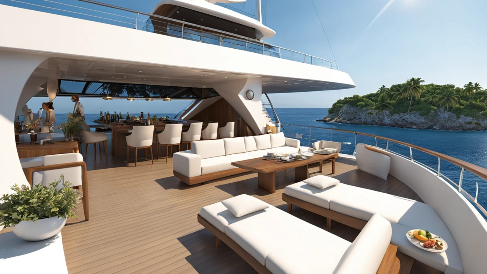 Cruise deck with outdoor lounge seating