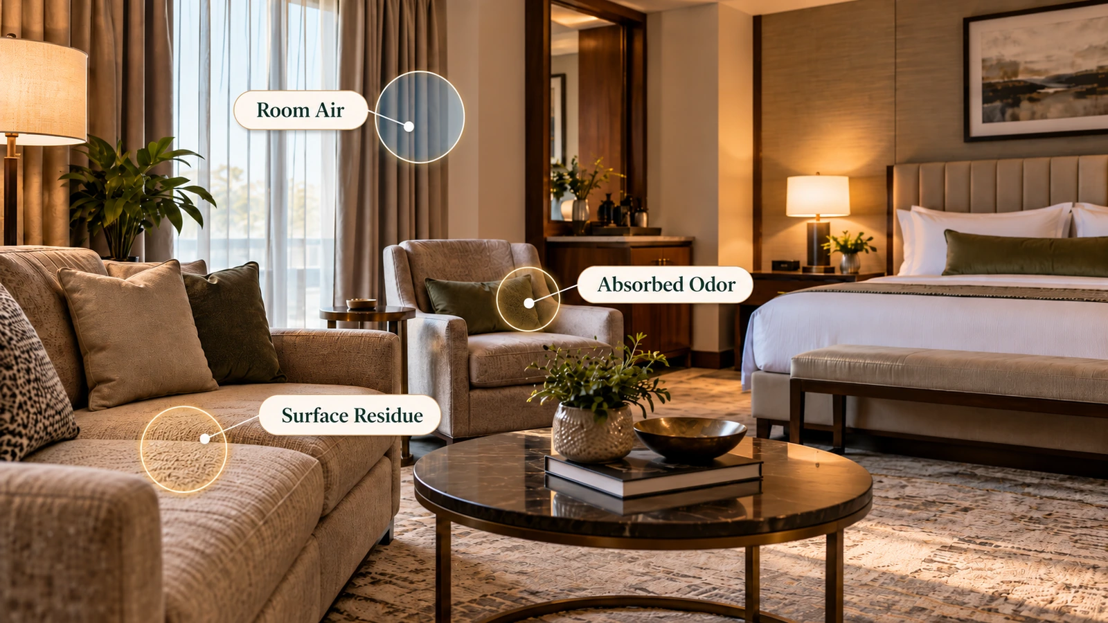 Hotel room odor source guide
