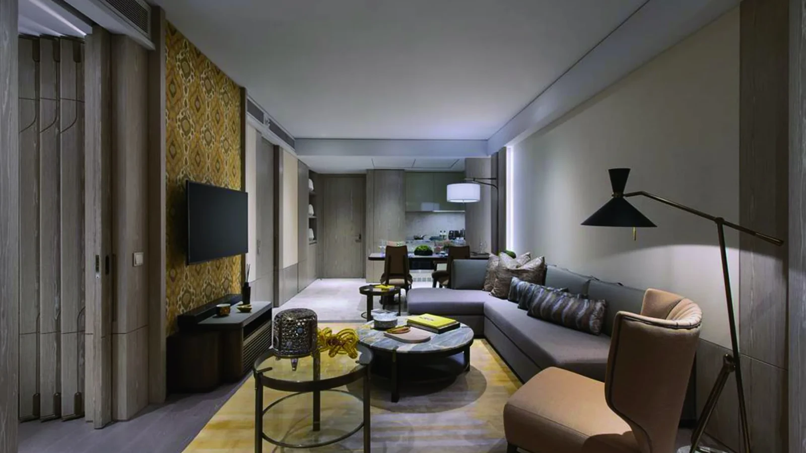 Open living room with dining area