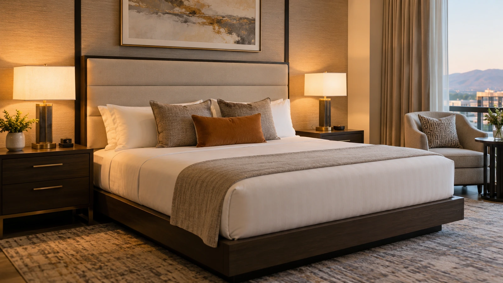 Platform bed headboard alignment with nightstands