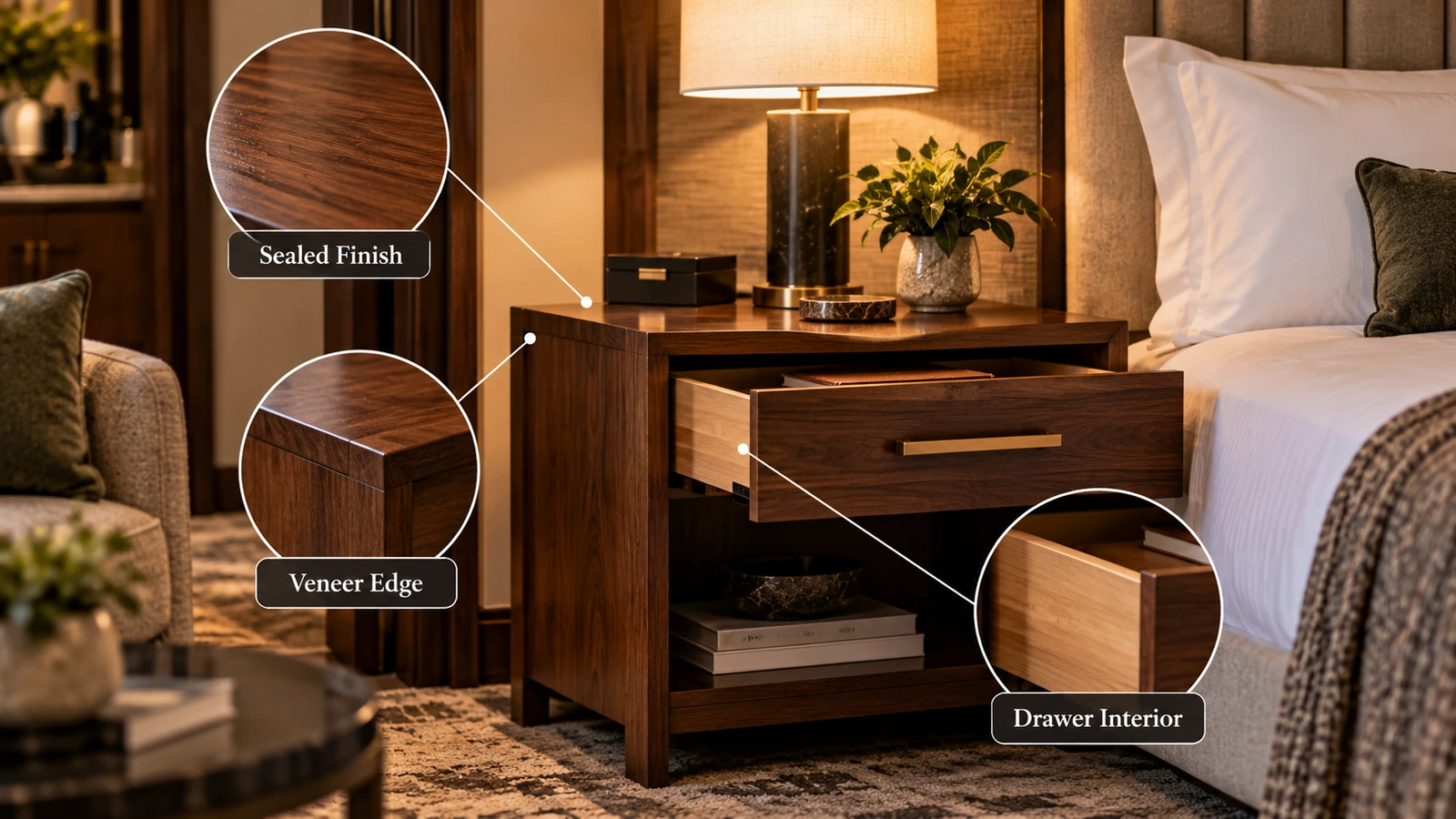 Wood veneer and drawer interior